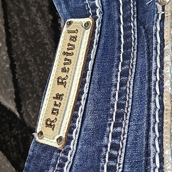 ROCK REVIVAL BORIS EASY-FIT CROP METALLIC EMBROIDERED RHINESTONES DENIM … - Picture 4 of 16